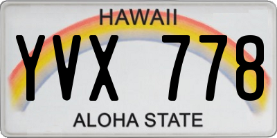 HI license plate YVX778