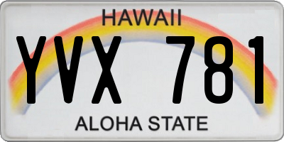 HI license plate YVX781