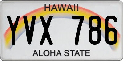 HI license plate YVX786