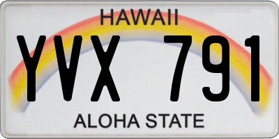 HI license plate YVX791