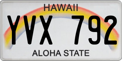 HI license plate YVX792