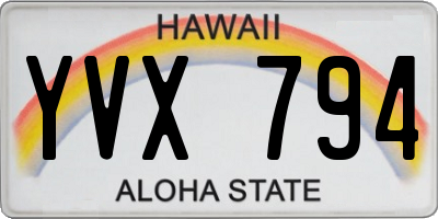 HI license plate YVX794