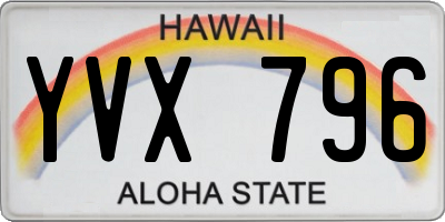 HI license plate YVX796