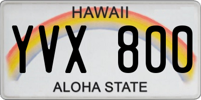 HI license plate YVX800