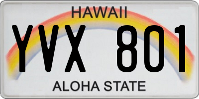HI license plate YVX801