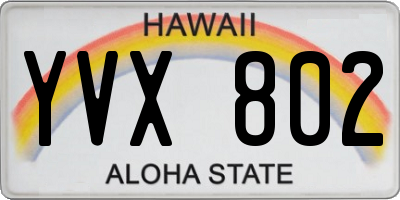 HI license plate YVX802