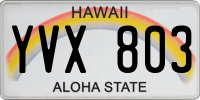 HI license plate YVX803