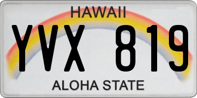 HI license plate YVX819