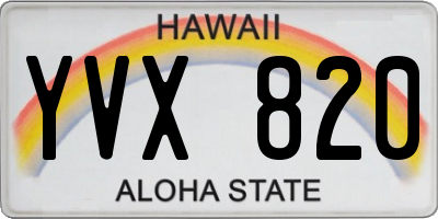 HI license plate YVX820