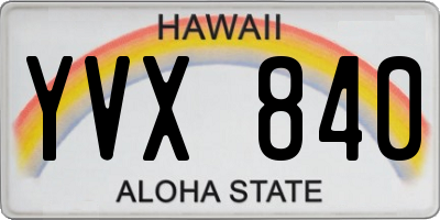 HI license plate YVX840