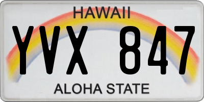 HI license plate YVX847