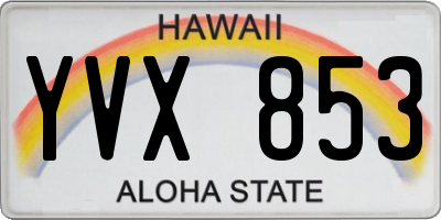 HI license plate YVX853