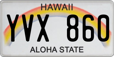 HI license plate YVX860