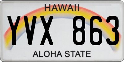 HI license plate YVX863