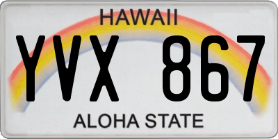 HI license plate YVX867