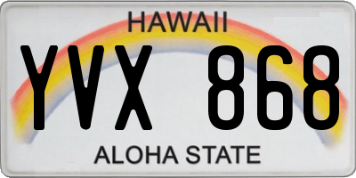 HI license plate YVX868
