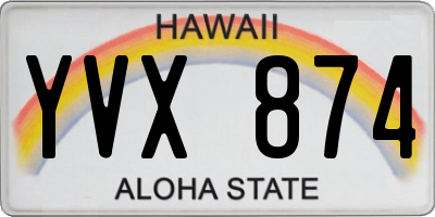 HI license plate YVX874