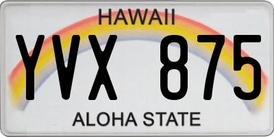 HI license plate YVX875
