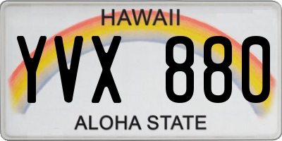 HI license plate YVX880