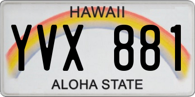 HI license plate YVX881