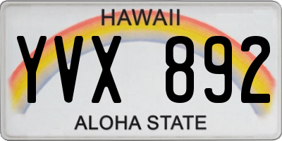HI license plate YVX892