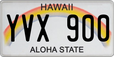 HI license plate YVX900