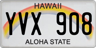 HI license plate YVX908