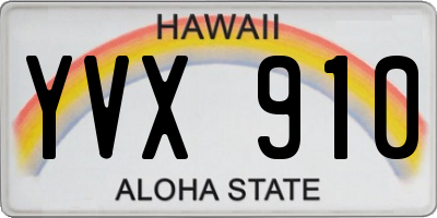 HI license plate YVX910