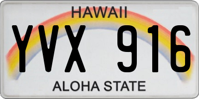 HI license plate YVX916