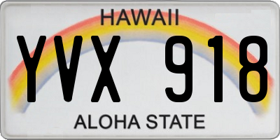 HI license plate YVX918
