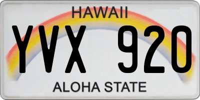 HI license plate YVX920