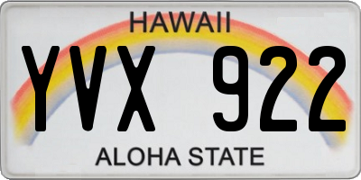HI license plate YVX922