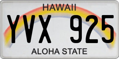 HI license plate YVX925