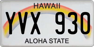 HI license plate YVX930