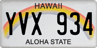 HI license plate YVX934
