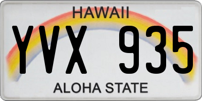 HI license plate YVX935