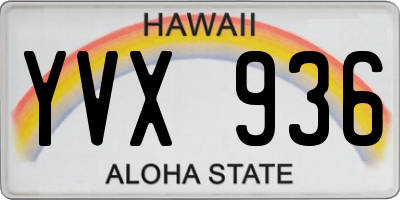 HI license plate YVX936