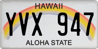 HI license plate YVX947