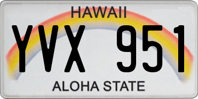 HI license plate YVX951