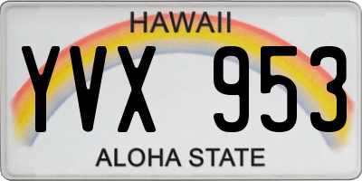 HI license plate YVX953