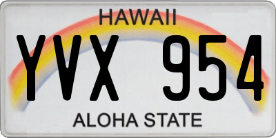 HI license plate YVX954