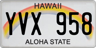 HI license plate YVX958