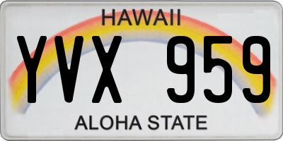 HI license plate YVX959