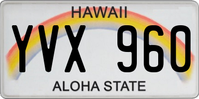 HI license plate YVX960