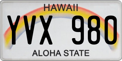 HI license plate YVX980