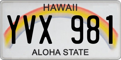HI license plate YVX981