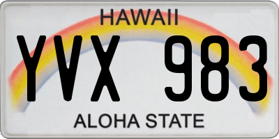 HI license plate YVX983