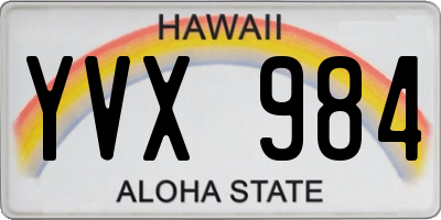 HI license plate YVX984