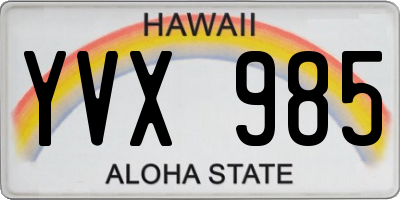 HI license plate YVX985