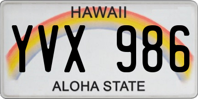 HI license plate YVX986